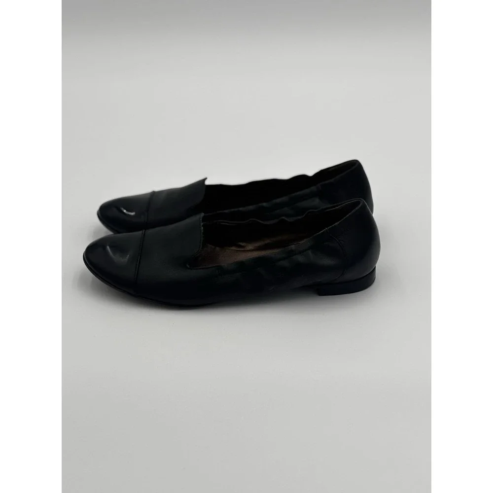 AGL Attilio Giusti Leombruni Women's Black Leather Cap Toe Ballet Flats Sz EU 37